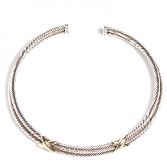 David Yurman Gold and Silver Two Tone Cable Necklace and Earring Set! - Picture 5 of 8